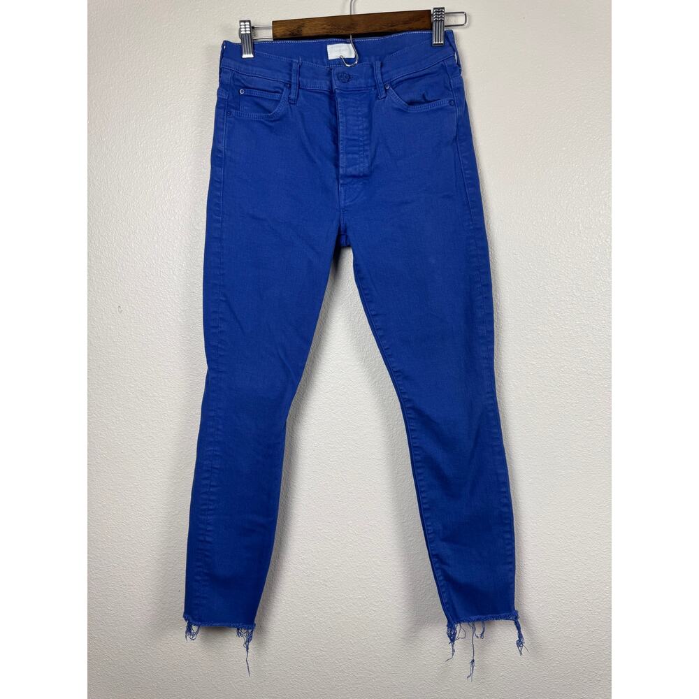 Mother The Stunner Ankle Fray Jeans Button Fly 26 Blue Raw Hem High Rise USA - Picture 2 of 9